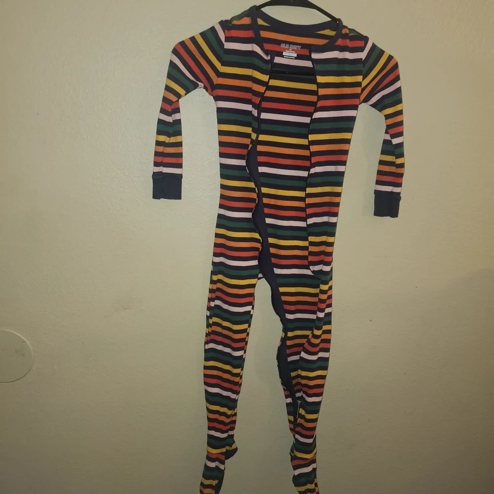 Old Navy Colorful Striped Kids Footie Pajamas